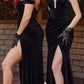 Cinderella Divine CD235 Long Velvet Gathered Fitted Dress