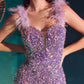 Cinderella Divine CD248 Floor Length Feather Strap Iridescent Sequins Gown