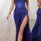 Cinderella Divine CD254 Long Glitter Corset Gown with Cowl Neck and Slit