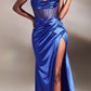 Ladivine CD265 Long Fitted Corset Satin Gown with Slit