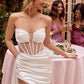 Ladivine CD269W Floor Length Strapless Luxurious Satin Corset Gown