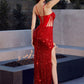 Fitted Sequin Cut Out Gown - Farnelli