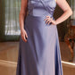 Ladivine CD325 Floor length Off the Shoulder A-Line Satin Dress