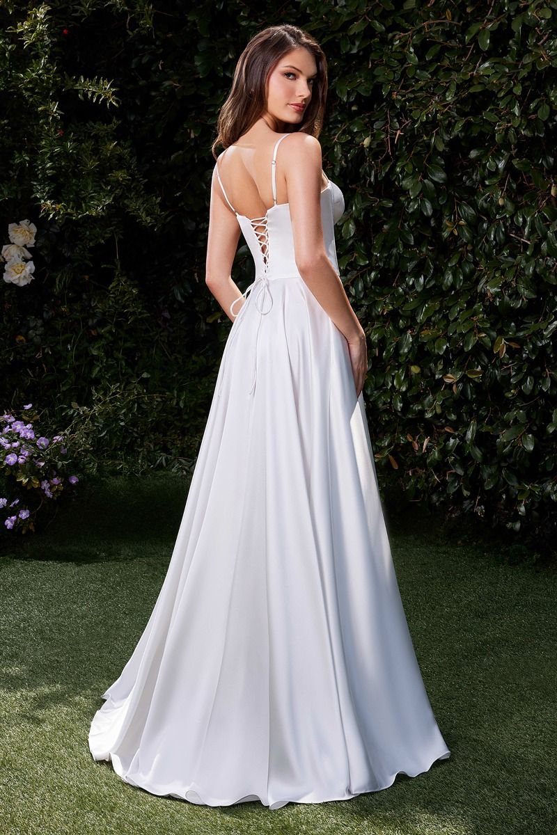 Satin A-Line Bustier Bridal Dress - Farnelli