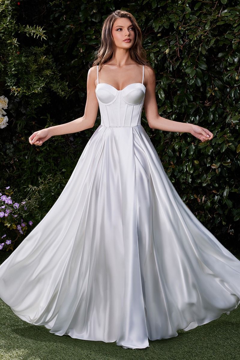 Satin A-Line Bustier Bridal Dress - Farnelli