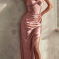 Ladivine CD338 Long Strapless Luxe Satin Fitted Formal Gown