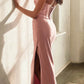 Ladivine CD338 Long Strapless Luxe Satin Fitted Formal Gown