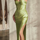 Ladivine CD338 Long Strapless Luxe Satin Fitted Formal Gown