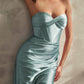 Ladivine CD338 Long Strapless Luxe Satin Fitted Formal Gown