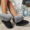 Fuzzy Trim Ankle Boots - Gray