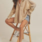 Aemi + Co Slit Half Snap Oversize Hoodie - Farnelli