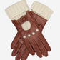 CD4141 (brown) - Women’s Italian winter leather driving gloves with cashmere lining