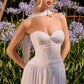 Ladivine CD414W Shimmering A-Line Strapless Sweetheart Pleated Gown