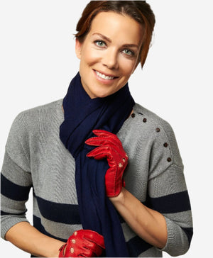 CD4266 (red) - Women’s Italian leather driving gloves with contrast stitching