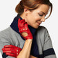 CD4266 (red) - Women’s Italian leather driving gloves with contrast stitching