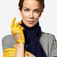 CD4266 (yellow) - Women’s Italian leather driving gloves with contrast stitching