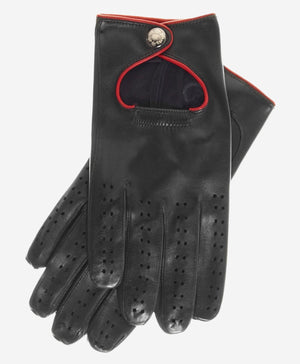 CD4927 (black) - Women’s Italian leather driving gloves with accent piping
