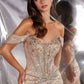 Ladivine CD654 Off Shoulder Glitter Fitted Corset Bodice Mermaid Gown