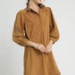 Umgee French Terry Balloon Sleeve Shift Dress with Leopard Print Detail - Farnelli