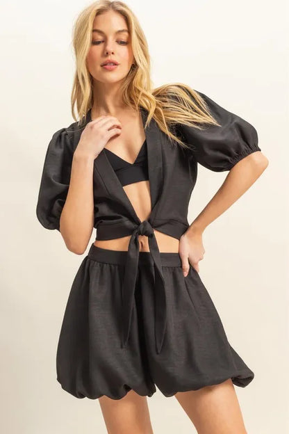 HYFVE Front Tie Top and Bubble Hem Shorts - Farnelli