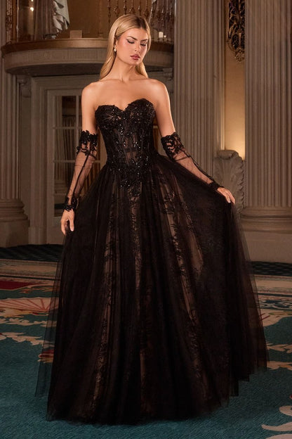 Strapless A-Line Dress & Removable Sleeves - Farnelli