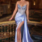Ladivine CD722 Elegant Strapless Satin Fitted Evening Gown