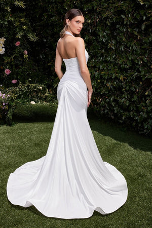 Stretch Spandex Fitted Halter Bridal Dress - Farnelli