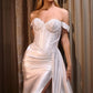 Ladivine CD803W Off The Shoulder Lace & Satin Fitted Wedding Gown