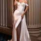 Ladivine CD803W Off The Shoulder Lace & Satin Fitted Wedding Gown