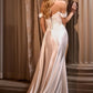 Ladivine CD803W Off The Shoulder Lace & Satin Fitted Wedding Gown