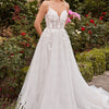 Layered Lace A-Line Bridal Gown - Off White