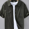 Men's Plus Size Button Up Short Sleeve Shirt - Army Green