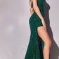 Ladivine CD883 Long Halter Fitted Sequin Gown Halter Top with Slit