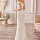 Cinderella Divine CD929 Fitted Off The Shoulder Bridal Gown Floral Lace Applique