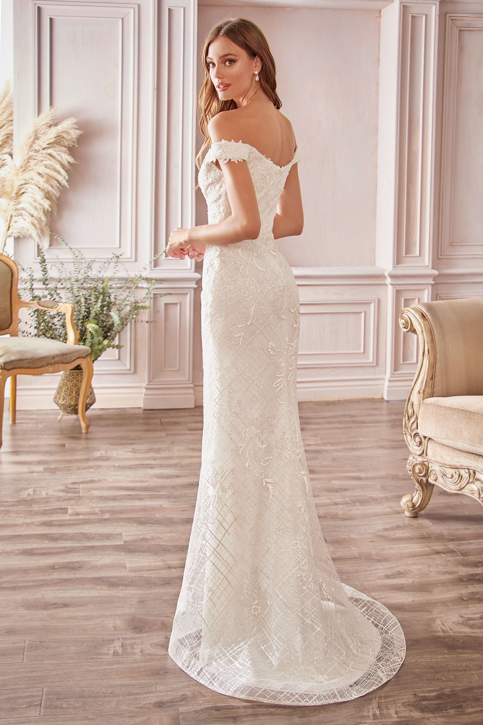 Sheath Off The Shoulder Bridal Gown - Farnelli