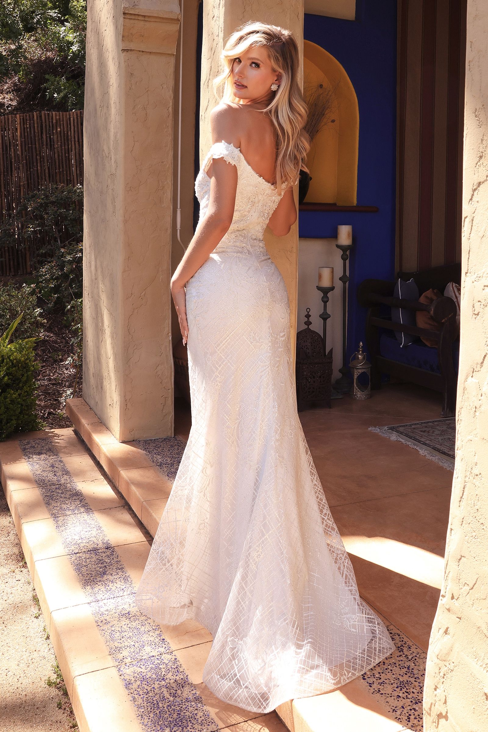 Sheath Off The Shoulder Bridal Gown - Farnelli