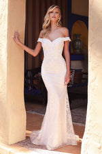 Sheath Off The Shoulder Bridal Gown - Farnelli