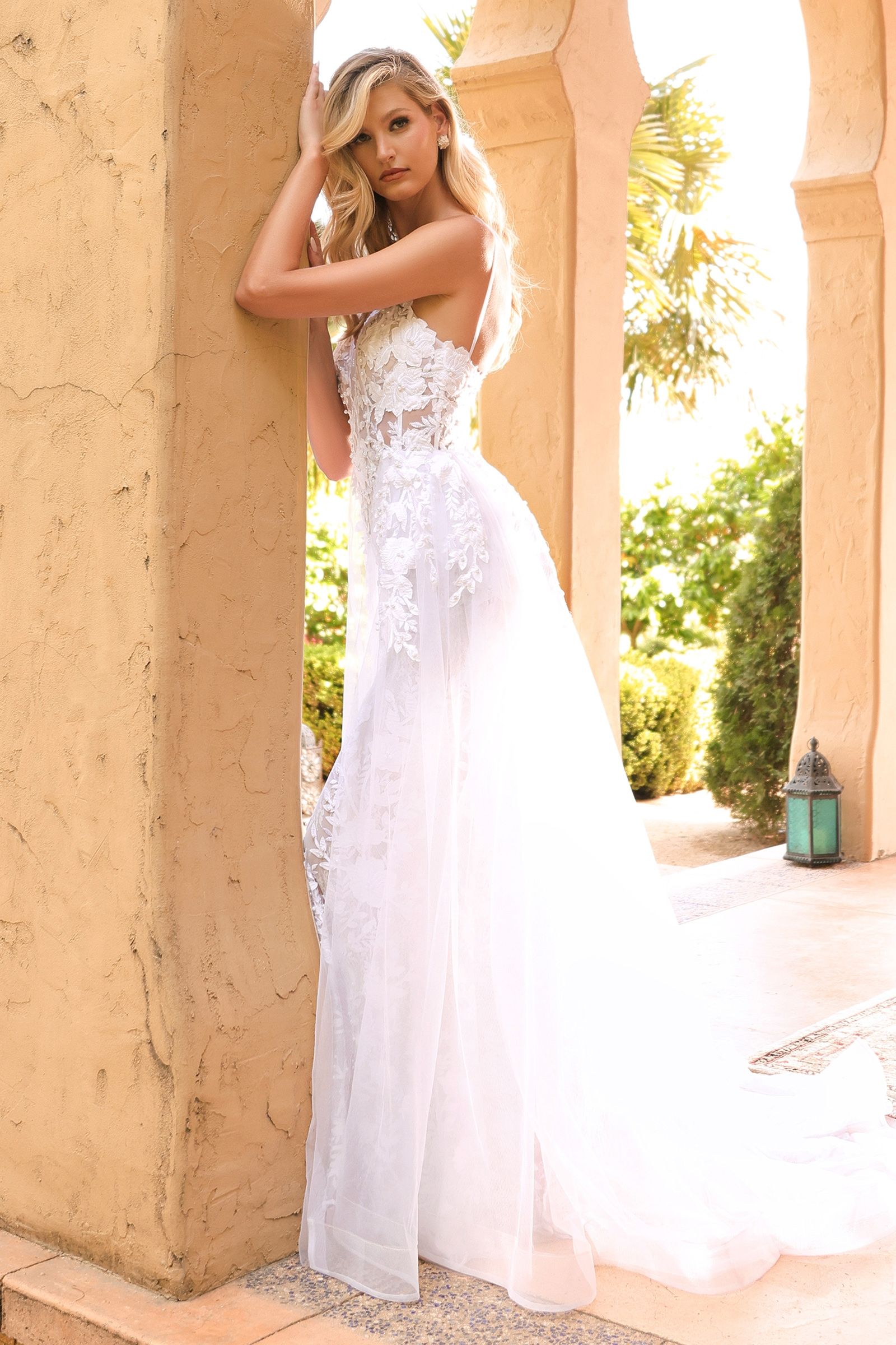 Lace Wedding Gown With Overskirt - Farnelli