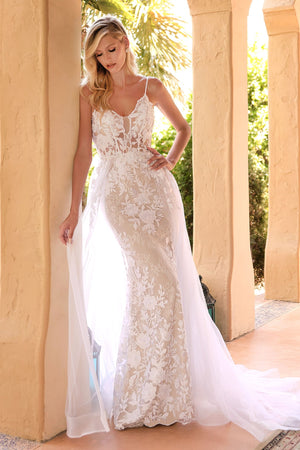 Lace Wedding Gown With Overskirt - Farnelli