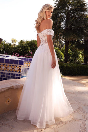 Lace Off The Shoulder Bridal Gown - Farnelli