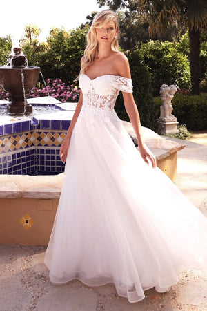 Lace Off The Shoulder Bridal Gown - Farnelli