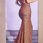 Cinderella Divine CD975 Long Off The Shoulder Sequin Mermaid Gown