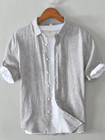 Men's Plus Size Casual Striped Short Sleeve Shirt - Farnelli