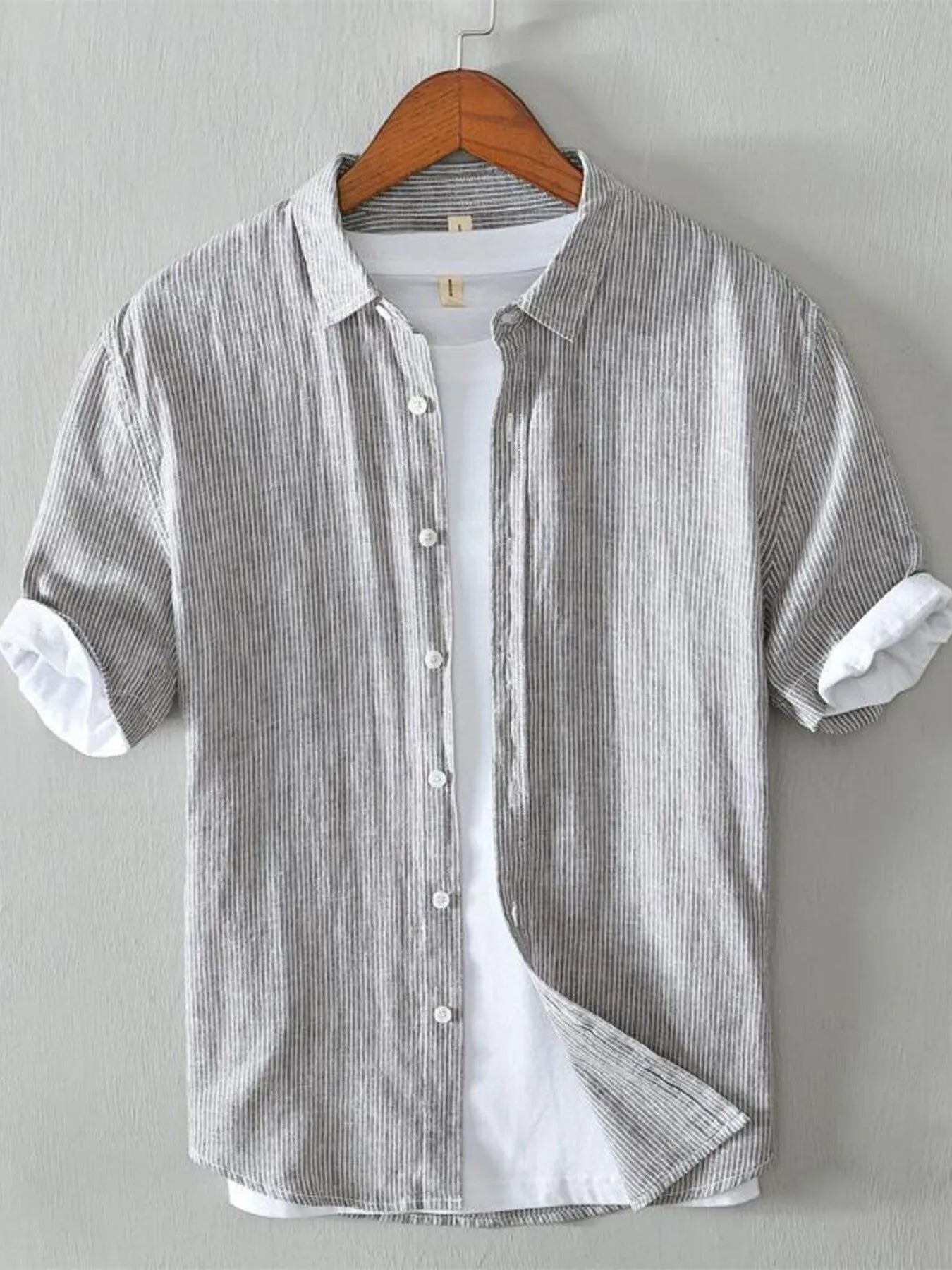 Men's Plus Size Casual Striped Short Sleeve Shirt - Farnelli