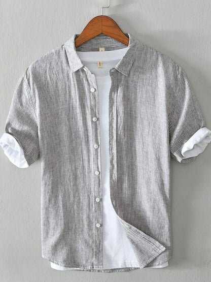 Men's Plus Size Casual Striped Short Sleeve Shirt - Farnelli