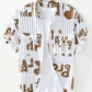 Men's Plus Size Letter Print Striped Short Sleeve Casual Shirt - Farnelli