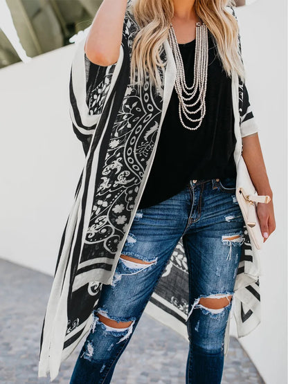 Printed Open Front Cover-Up - Farnelli