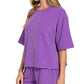 Zenana Raised Rib Short Sleeve Tee and Drawstring Shorts Set - Farnelli