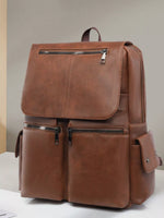 Leather Flapover Backpack Bag - Farnelli