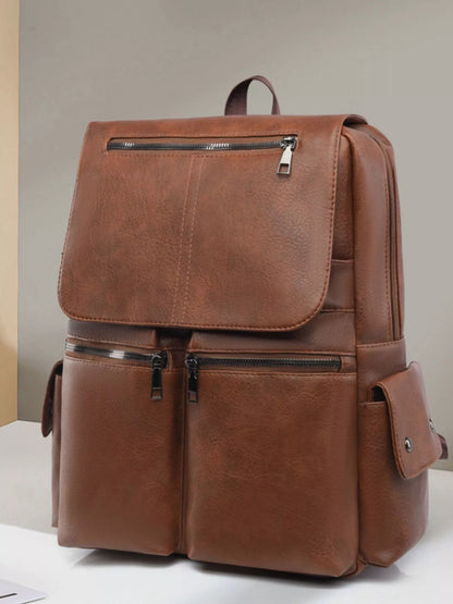 Leather Flapover Backpack Bag - Farnelli